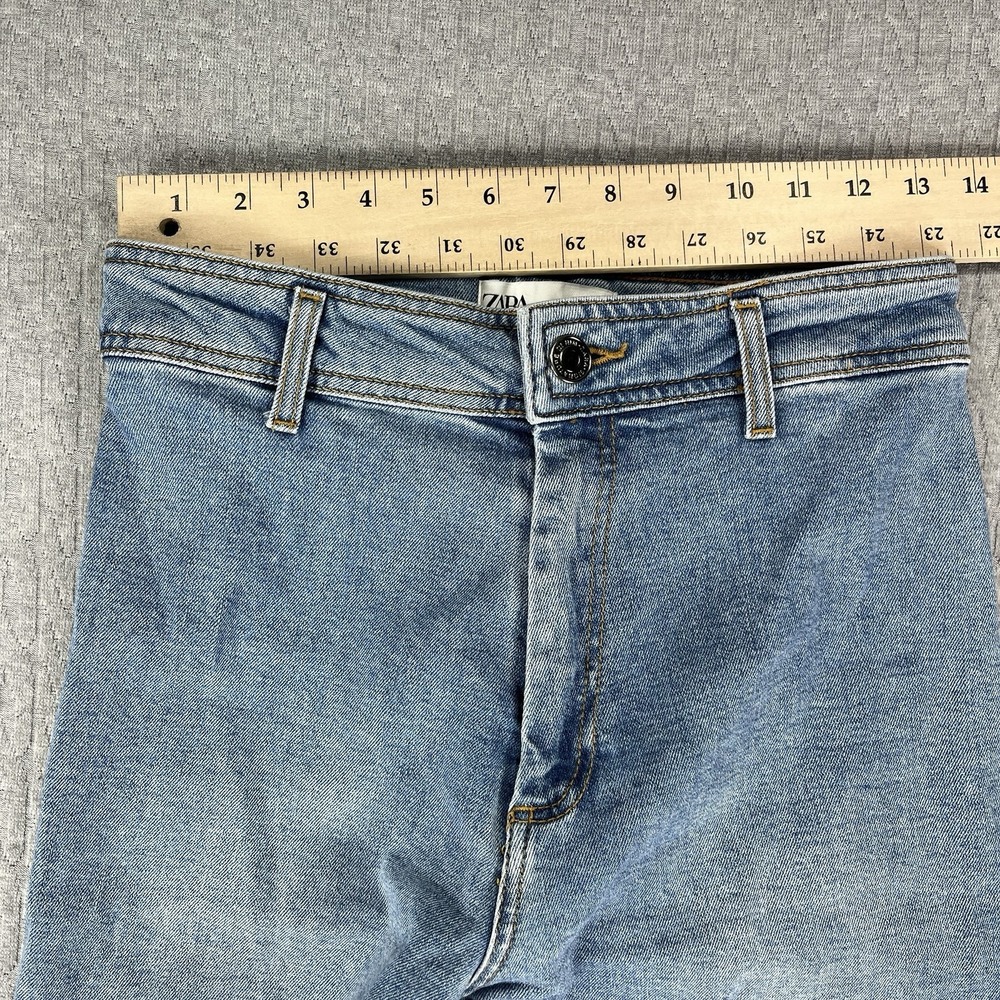 Zara Y2K 90s baggy Wide Leg High-Rise‎ Jeans Women 6/26X30 light wash Raw Hem - Picture 4 of 12